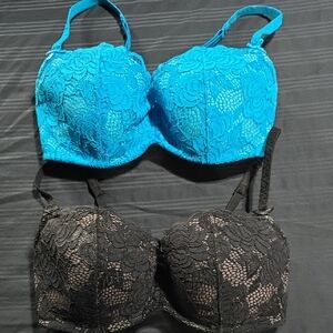 Adore Me Vibrant Blue and Classic Black Lace Bras